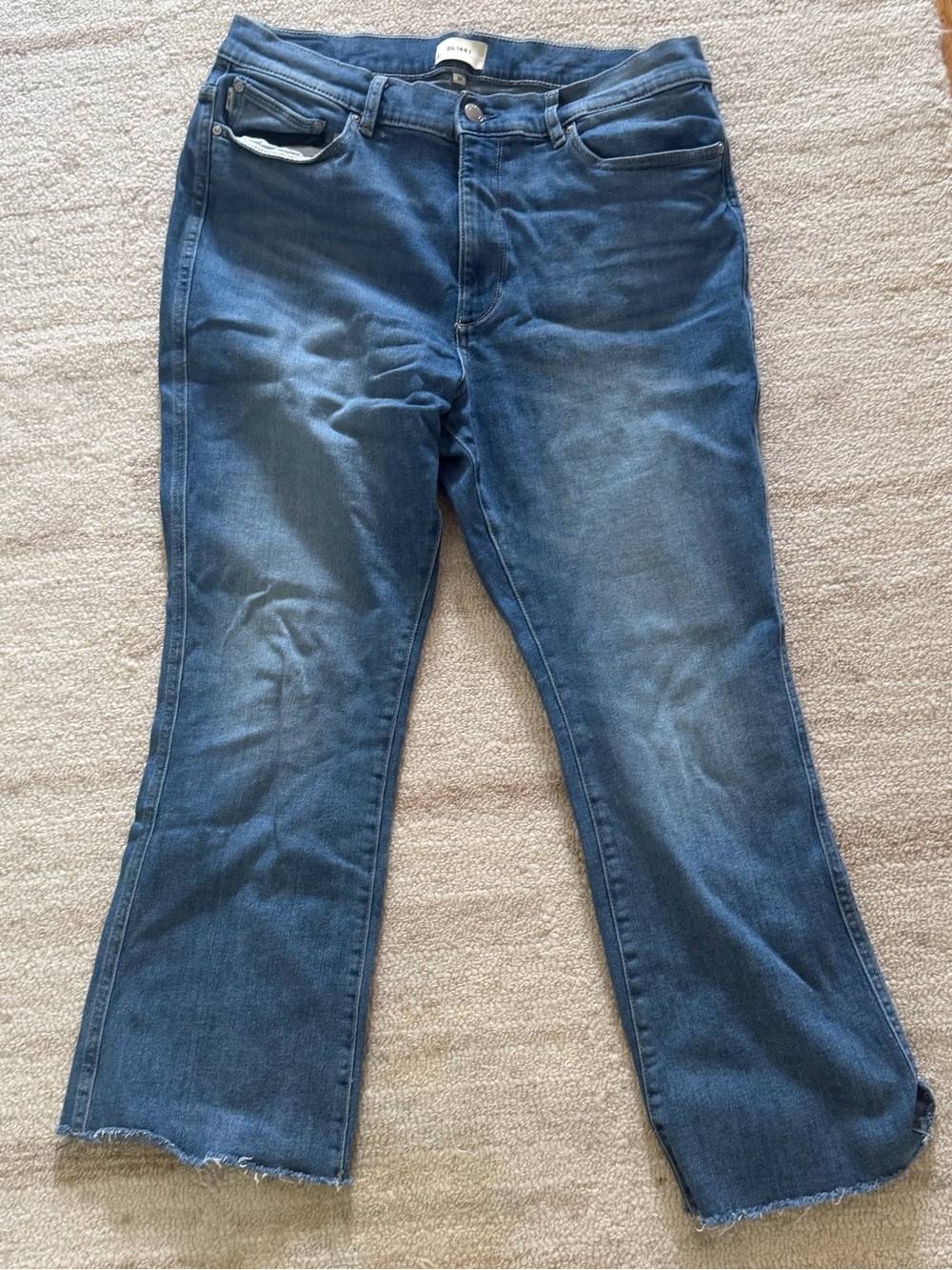 DL1961 Medium Blue Cropped Flare Jeans